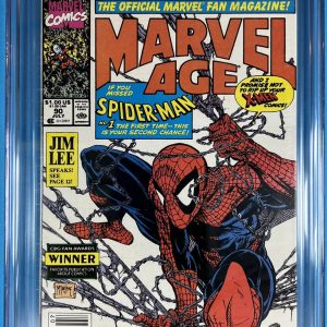 MARVEL AGE 90 CGC 9.2 WHITE PAGES 1990 NEWSSTAND SPIDER-MAN COVER BY MCFARLANE