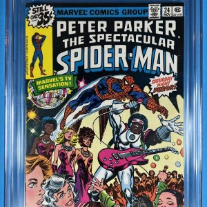 Spectacular Spider-Man #24, CGC 9.0, white pages, 1st Hypno-Hustler.