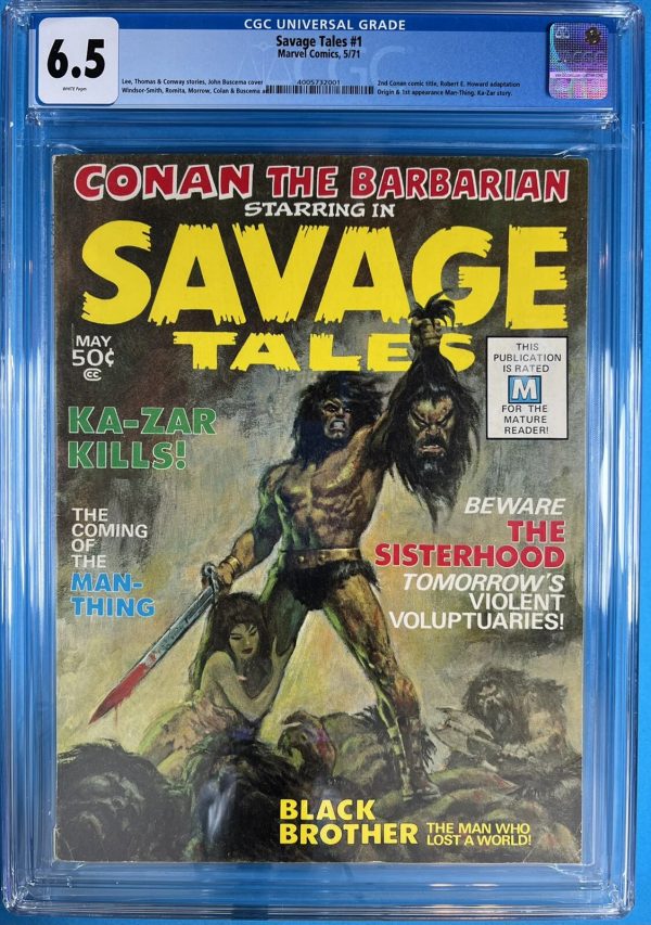 Savage Tales #1 CGC 6.5 White Pages!  1971 1st app. Man-Thing