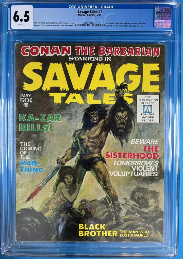 Savage Tales #1 CGC 6.5 White Pages! 1971 1st app. Man-Thing - Front